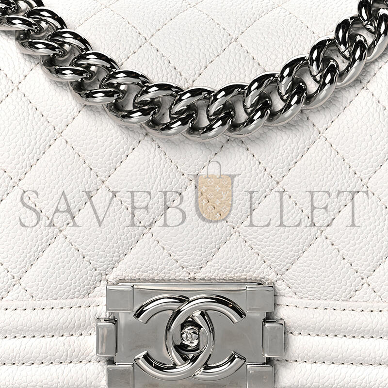 CHANEL CAVIAR QUILTED SMALL BOY FLAP WHITE A67085 B10211 10601 (20*12*8cm)
